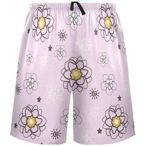 LI ZHI XIN Herenpyjamabroek, korte pyjamabroek, zomer casual shorts, elastische taille met trekkoord, rechte buis losse pasvorm met 2 zakken, S-XXL mooi bloemenpatroon, Meerkleurig, S
