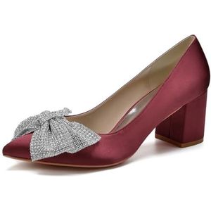 SYDZSW Zijden Bruiloft Schoenen Ivoor Bruids Schoenen Bruiloft Uitnodiging Schoenen, Bourgondië, 43 EU