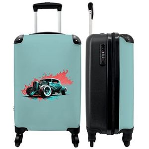 NoBoringSuitcases.com® Luggage Handbagage Koffers & Trolleys Hotrod - Blauw - Verf - Illustratie - 55x35x25cm