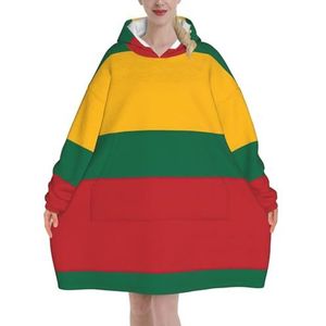 Oversized Vlag Van Litouwen Hoodies Vrouwen Uk Pluizige Deken Hoodie Sherpa Vrouwen Fleece Draagbare Deken Mannen