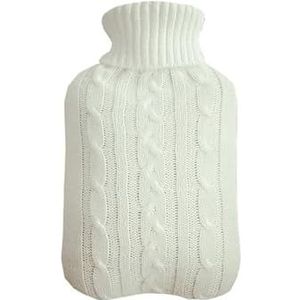 Warmwaterkruik 2000 ml warmwaterzak hoes warmwaterzak naaldhoes draagbare warme handbash doek warme hand zachte zak voor warmwaterflessen warmwaterzak (wit-2000 ml)