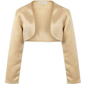 Bolerose Meisjes Satijn Lange mouwen Bolero Voor kinderen Kinderen Shrug (Goud, 3-4 Jaren)