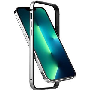 Arktis Hoes compatibel met iPhone 13 Mini, AirZero aluminium bumper frame, zilver, draadloos opladen mogelijk, aluminium, ultradun, vederlicht