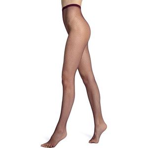 VENEZIANA NUOVA Netpanty zwart met katoenen kruisje - panty voor dames - panty net - visnet - panty - panty zonder loopmazen - visnet panty - naadloze panty, bordeaux, M/L