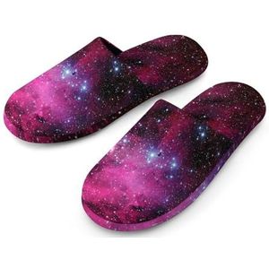 Nebula Rode Galaxy Volledige Print Womens Slippers Warme Anti-Slip Rubber Zool Huis Schoenen Voor Indoor Hotel
