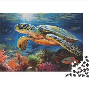 Turtles Puzzel voor volwassenen en jongeren, houten puzzels, spelpuzzels, familiepuzzel, verminderde print, moeilijke zee-puzzellijst, puzzelspel, 1000 stuks (75 x 50 cm)