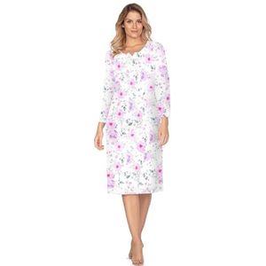 e.Femme® Damesnachthemd 7/8 mouw Ana 1162 van 100% katoen, bloemen/roze, 40