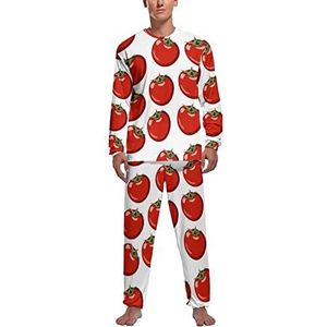 Tomaat Fruit Groenten Zachte Heren Pyjama Set Comfortabele Lange Mouw Loungewear Top En Broek Geschenken L