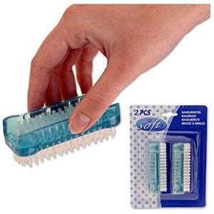 2 stuks nagelborstels, transparant, ca. 9 cm lang, neon-kleuren, handborstel (2)