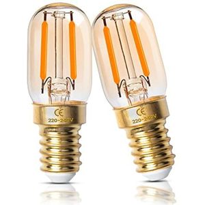 Luxvista 2W E14 LED Lampen Dimbaar Ultra Warm Wit 2200K Vintage Amber Glas T22 Mini LED E14 Lampen SES 150 Lumen 15W-20W Equivalent 2-Pack