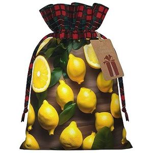 Fresh Tropical Lemons Herbruikbare Gift Bag - Trekkoord Kerst Gift Bag, Perfect Voor Feestelijke Seizoenen, Kunst & Craft Tas