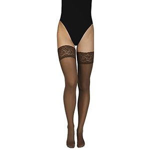 Annes styling Truss 60 Denier vrouwen Hold Up Microfiber kousen met kant hoge ondoorzichtige lingerie kousen siliconen top, Daino, XL-XXL