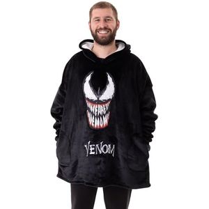 Venom draagbare dekenhoodie voor heren | Fleecetrui met capuchon voor volwassenen in zwart met Venom-karakter | Loungewear met sherpavoering en zakken | Marvel Comics superheldenfilm merchandise