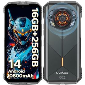 DOOGEE S Punk Telephone Portable Incassable Android 14, 16GB RAM+256GB ROM/TF 1TB, 10800 mAh 33 W, 126dB Haut-Parleur, 50MP+16MP, 6,58’’ FHD+90Hz Smartphone Incassable, Lumière LED/NFC/OTG/IP68/IP69K