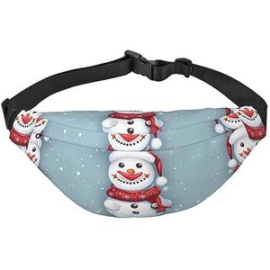 Waterdichte polyester heuptas met - lichtgewicht en duurzame crossbody-tas voor mannen en vrouwen Mid-Century Modern Art Cat, Vrolijk Kerstfeest Mooie Sneeuwpop, Eén maat