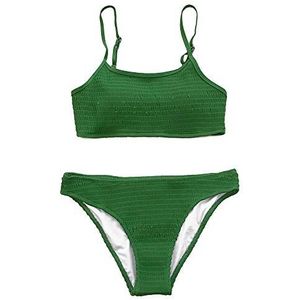 Queen Boutiques Dames badpak groene smocking bikini sets Vrouwenfeesten twee stukken badpak meisjes-aantrekkelijk badpak badmode tweedelige bikini set (kleur: groen, maat: XS)