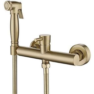 Geborsteld Goud Doek Luier Sproeier Kit Messing HandheldSpuit Toilet Kit Draagbare Toilet Sproeier Wandmontage Warm en Koud Water Badkamer Wasruimte Set