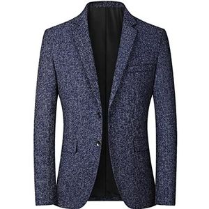 SHINROAD Herenjas Blazer Effen Kleur Single Breasted zacht en comfortabel Herfst Winter Twee Knopen Zakken Pak Mannen Jas voor Bruiloft Datingkantoren Marineblauw L