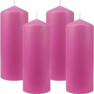 Bestgoodies Waskaarsen (4 stuks) roze stompkaarsen Ø6 cm x 13,5 cm - kaars in vele kleuren, lange brandduur - gemaakt in de EU - kaarsen blokkaarsen
