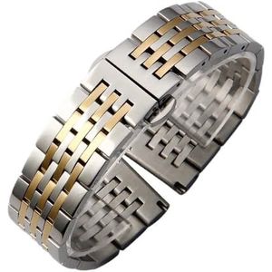 Roestvrij stalen horlogeband geschikt for Tissot geschikt for Citizen geschikt for Longines geschikt for Seiko horlogeband 12/14/16/18/19/20/22/24 mm polsband (Color : Silver Gold, Size : 24mm)