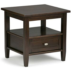 Simpli Home Bijzettafel Warm Shaker End Side Table, grenenhout, Tobacco Brown, 51,05 x 45,97 x 49,78 cm