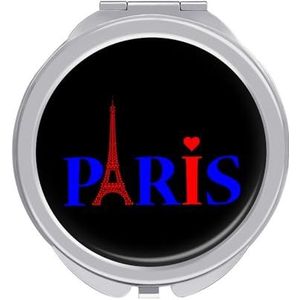Liefde Hart Parijs Eiffeltoren Compacte Spiegel Ronde Pocket Make-up Spiegel Dubbelzijdige Vergroting Opvouwbare Draagbare Hand Spiegel