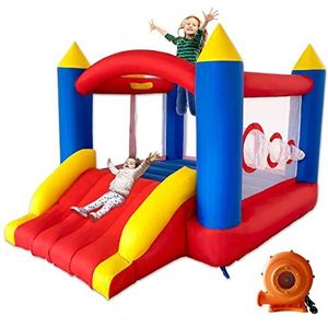 Ballsea Springkasteel met ventilator, genaaid van extra dik materiaal, duurzaam, opblaasbaar springkasteel voor 3 tot 4 kinderen, indoor springkasteel voor kinderen, 315 x 245 x 194 cm