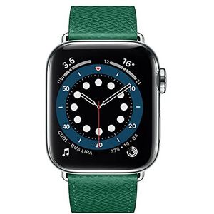 Compatibel met Apple Watch Band 38/40/41 mm 42/44/45 mm, vele kleuren van top slank leer dames heren vervangende band voor iWatch SE serie 7/6/5/4/3/2/1 (38 mm/40 mm/41 mm, groen/korrel)