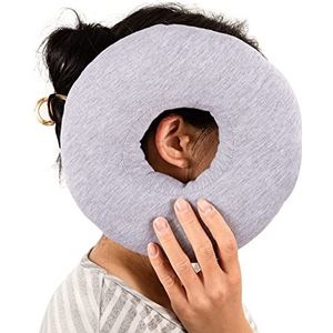 UKTYUAS Kussen met gat voor mensen met een piercing, oorpijn, donutkussen, oorkussen, slaapring voor zijslapers ter verlichting van pijn in het oor, grijs, katoen