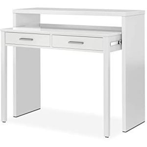 Habitdesign Uitschuifbaar bureau, consoletafel, console, wit, afmetingen: 98,5 cm (L) x 36-70 cm (D) x 87,5 cm (H)