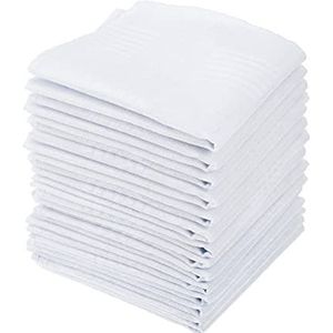 DODUOS 15 Stuks Witte Katoenen Zakdoeken Voor Heren - Zacht, 39,9 x 39,9 cm, Puur Wit, Grote Pochetten - Wit