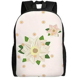 Vlindervormige bloem unisex lichtgewicht schooltassen, rugzakken voor heren en dames, casual dag- en reistassen. Schoudertas, Bloeiend Zeshoekig Wit, Eén maat