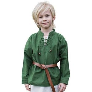 Battle-Merchant Colin - Kinderen middeleeuws hemd/ridderhemd - lange mouwen - LARP, middeleeuwen, carnaval - groen - 128