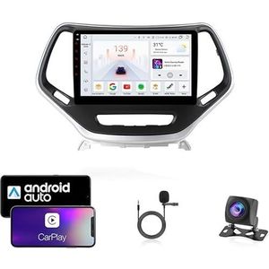 Android 13 Dubbel Din Auto Stereo Touchscreen Auto Stereo Voor Jeep Cherokee 2014-2016 Met Bluetooth GPS Navigatie WiFi FM Radio USB/SWC/Plug en Play Ondersteuning Carplay&Android Auto(8 Core 4G+Wifi