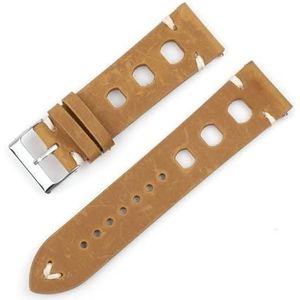 Jeniko Vintage Horlogeband Poreus Ademend Lederen Band Rood Zwart Bruin 18/20/22/24mm Snelsluiting Horlogeband Armbanden (Color : Brown, Size : 18mm)