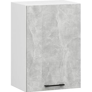 AKORD Keukenhangkast - Oliwia W50 | 2 planken & 1 deur keukenkast | inbouwkeuken kitchenette keukenmeubel keukenkasten wit | beton
