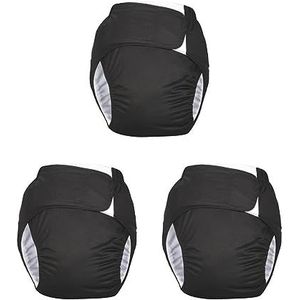 3 Set Verstelbare Volwassen Luier Incontinentie Broek voor Oude Mensen Geurvrij Zwart