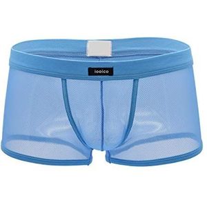 iooico Boxershorts voor heren, zachte mesh-onderbroek, doorschijnend ondergoed, 05 Blauw, S kort