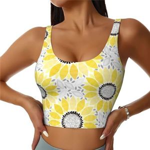 Abstracte Zonnebloemen Print Comfortabele Vrouwen Sport Vest Yoga Workout Vest Voor Vrouwen Lichtgewicht Zomer, Zwart, S