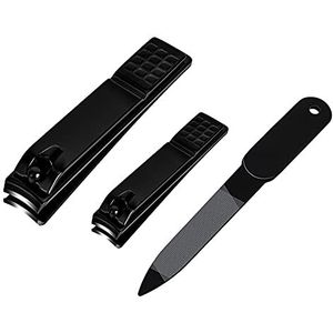 Nagelknipper set, scherpe roestvrijstalen vingernagel- en teennagelknippers, nagelknipper voor dikke nagels of ingegroeide nagels, perfecte 3 stuks zwarte nagelsnijder voor mannen/vrouwen/kinderen,