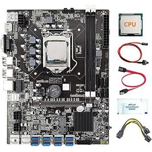 AMIUHOUN 8 GPU B75 Mijnbouw Moederbord+CPU+Stroomkabel+Thermisch Vet+Schakelkabel+-kabel 8X USB 3.0 Slot LGA1155 DDR3 SATA3.0