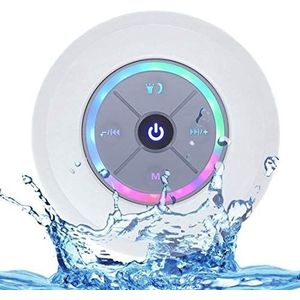 JUSTOP Rainbow LED Bluetooth Douche Luidspreker met FM-radio, IP67 Draagbare Volledig Waterdichte Handsfree Speakerphone. Oplaadbaar met Micro USB, perfecte luidspreker voor golf, strand, douche en