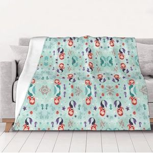 OKFSTY Wasbare, dubbelzijdige dikke mooie zeemeermindeken, warme pluche deken voor bank, bank, bed, 152 x 203 cm