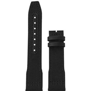 For IWC Nylon Horlogeband for Grote Piloot for Kleine Prins for Mark 18 Nylon Canvas Koeienhuid Heren Horlogeband 20 21 22mm Groene Armband (Color : Black no clasp, Size : 20mm)