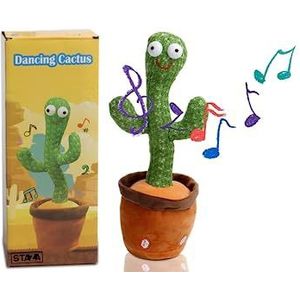Staza Dansende cactus - TikTok - Oplaadbaar - Met Cadeauverpakking - Interactief speelgoed - Interactieve knuffel - Pluche knuffels - Praten - Zingen - Dansen - Baby - 120 liedjes - Recorder