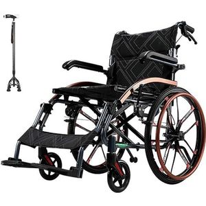 Mobiliteit - Opvouwbare Transportrolstoel - Ultralicht - Zelfrijdend - Met Handrem - Anti-tip Achterwiel