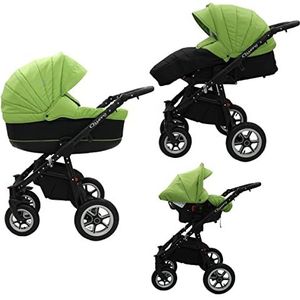 Wandelwagen voor grote ouders, babyzitje en Isofix, selecteerbaar, Quero by Saintbaby Black Green Black 04 3-in-1 met babyzitje
