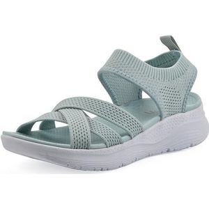 WHITE MOUNTAIN Charry sandaal voor dames, Katoen Blauwe Stof, 36 EU