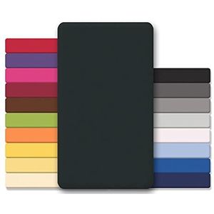 Lucina Hoeslaken, jersey-katoen, voor topmatrassen, verschillende kleuren en maten, zwart, 90x200 - 100x200 cm