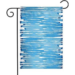 Vlag 30x45cm, Aquarel Wit Horizontaal Strips Patroon Ontwerp Aquarel Abstracte Texturen Artistieke Indigo Yard Vlaggen Levendige Kleur Vlaggen Banner, Voor Festival, Thuis